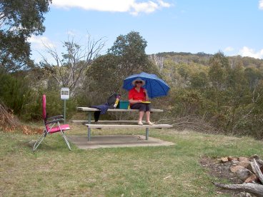 Avoiding the ants during our picnic!
